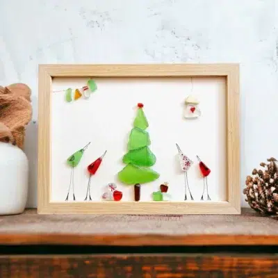 Оригинален коледен подарък - картина 4 птички и елха | Crea Gifts Art | Ръчно изработени подаръци